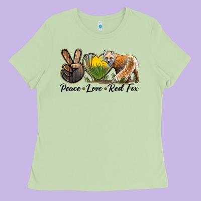 Peace Love Red Fox Ladies Tee Designed By Lillyallendesigns