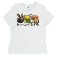 White Peace Love Red Fox Ladies Tee - LillyAllenDesigns