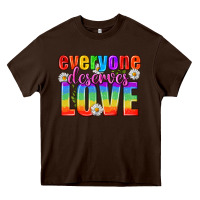 Chocolate Brown Everyone Deserves Love Pride Lgbtq Heavy Core Tee - BundleAndBundleShop