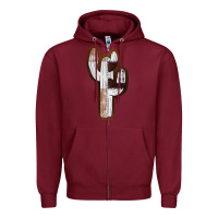 Burgundy Leather Cowhide Cactus Zipper Hoodie - RanaPortraitStore