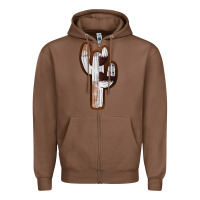 Chestnut Leather Cowhide Cactus Zipper Hoodie - RanaPortraitStore