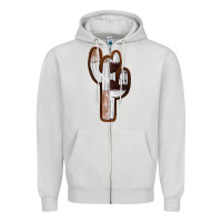 Dove Grey Leather Cowhide Cactus Zipper Hoodie - RanaPortraitStore
