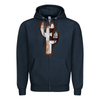 Navy Leather Cowhide Cactus Zipper Hoodie - RanaPortraitStore