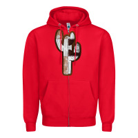 Red Leather Cowhide Cactus Zipper Hoodie - RanaPortraitStore
