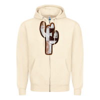 Sandshell Leather Cowhide Cactus Zipper Hoodie - RanaPortraitStore