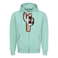 Seafoam Leather Cowhide Cactus Zipper Hoodie - RanaPortraitStore
