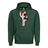 Sports Green Leather Cowhide Cactus Zipper Hoodie - RanaPortraitStore