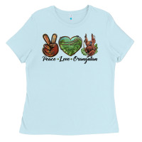 Baby Blue Peace Love Orangutan Ladies Tee - LillyAllenDesigns