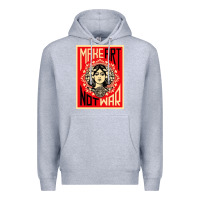 Heather Grey make art no war Premium Hoodie - linhVisuals