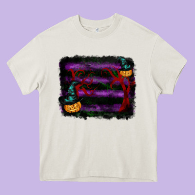 Halloween Witch Hat Backround Heavy Core Tee Designed By Ranaportraitstore