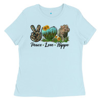 Baby Blue Peace Love Hippo Ladies Tee - LillyAllenDesigns