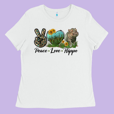 Peace Love Hippo Ladies Tee Designed By Lillyallendesigns