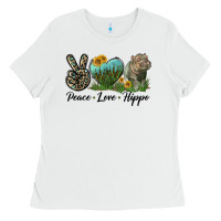 White Peace Love Hippo Ladies Tee - LillyAllenDesigns