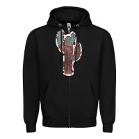 Black Cowhide Old Cactus Zipper Hoodie - RanaPortraitStore