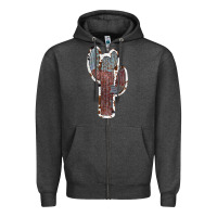 Charcoal Heather Cowhide Old Cactus Zipper Hoodie - RanaPortraitStore