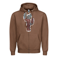 Chestnut Cowhide Old Cactus Zipper Hoodie - RanaPortraitStore