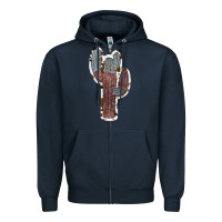 Navy Cowhide Old Cactus Zipper Hoodie - RanaPortraitStore