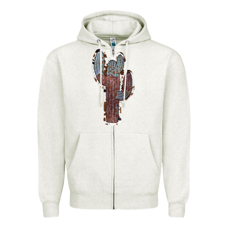 Cowhide Old Cactus Zipper Hoodie by RanaPortraitStore | Teevron