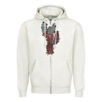 Oatmeal Heather Cowhide Old Cactus Zipper Hoodie - RanaPortraitStore