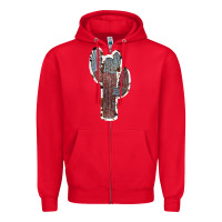 Red Cowhide Old Cactus Zipper Hoodie - RanaPortraitStore