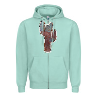 Seafoam Cowhide Old Cactus Zipper Hoodie - RanaPortraitStore
