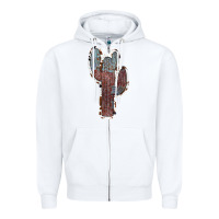 White Cowhide Old Cactus Zipper Hoodie - RanaPortraitStore