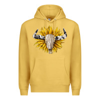 Antique Gold cowhide bull skull and sunflower Premium Hoodie - BarkalooDesign