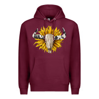 Burgundy cowhide bull skull and sunflower Premium Hoodie - BarkalooDesign