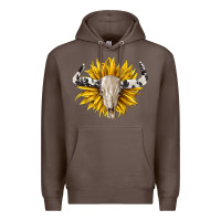 Coffee cowhide bull skull and sunflower Premium Hoodie - BarkalooDesign