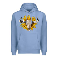 Colony Blue cowhide bull skull and sunflower Premium Hoodie - BarkalooDesign