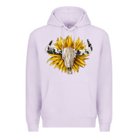 Lilac cowhide bull skull and sunflower Premium Hoodie - BarkalooDesign