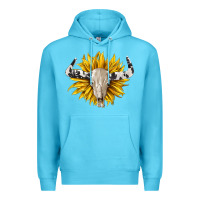 Ocean Blue cowhide bull skull and sunflower Premium Hoodie - BarkalooDesign