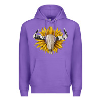 Purple cowhide bull skull and sunflower Premium Hoodie - BarkalooDesign