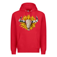 Red cowhide bull skull and sunflower Premium Hoodie - BarkalooDesign