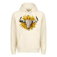 Sandshell cowhide bull skull and sunflower Premium Hoodie - BarkalooDesign