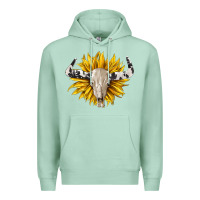 Seafoam cowhide bull skull and sunflower Premium Hoodie - BarkalooDesign