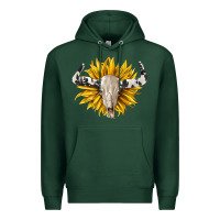Sports Green cowhide bull skull and sunflower Premium Hoodie - BarkalooDesign