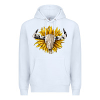 White cowhide bull skull and sunflower Premium Hoodie - BarkalooDesign