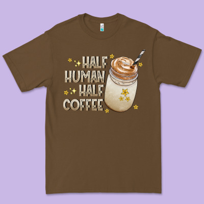Half Human Half Coffee Premium Tee Designed By Cowhidedigitalart