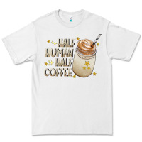 White Half Human Half Coffee Premium Tee - CowhideDigitalArt