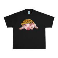 Black baby pig with sunflower headband Urban Heavy Tee - RanaPortraitStore
