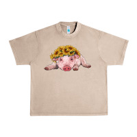 French Oak baby pig with sunflower headband Urban Heavy Tee - RanaPortraitStore
