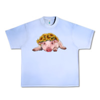 Grape Ice baby pig with sunflower headband Urban Heavy Tee - RanaPortraitStore
