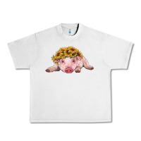 Lunar Rock baby pig with sunflower headband Urban Heavy Tee - RanaPortraitStore