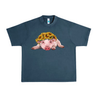 Midnight Navy baby pig with sunflower headband Urban Heavy Tee - RanaPortraitStore