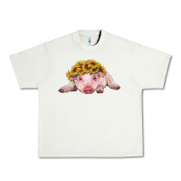Pistachio baby pig with sunflower headband Urban Heavy Tee - RanaPortraitStore