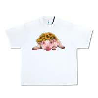 White baby pig with sunflower headband Urban Heavy Tee - RanaPortraitStore