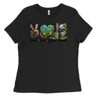 Black Peace Love Giant Panda Ladies Tee - LillyAllenDesigns