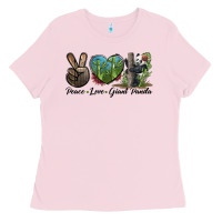 Bubblegum Pink Peace Love Giant Panda Ladies Tee - LillyAllenDesigns