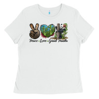 White Peace Love Giant Panda Ladies Tee - LillyAllenDesigns